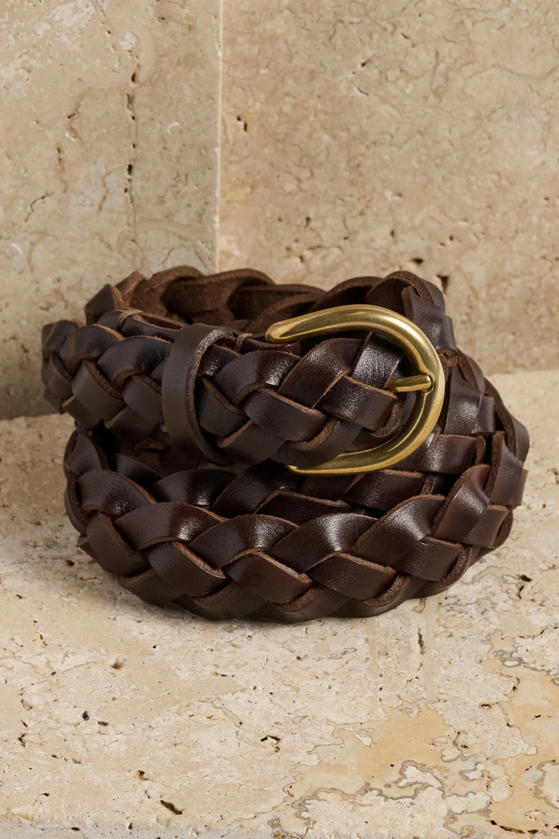 Christian Kimber Woven belt - Leather - Chocolate/Gold