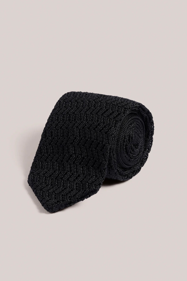 Christian Kimber Knitted Silk tie,Black