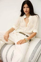 BA&SH Mimi Shirt,Ecru Metallic