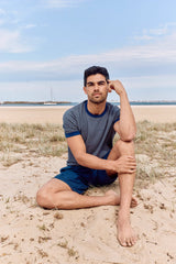 Christian Kimber Cullen Knit T-Shirt - Blue/Oat Stripe