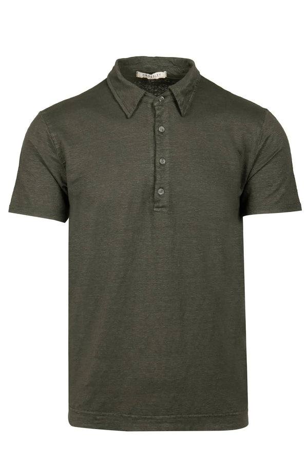 CROSSLEY Mens Gotha Linen Polo Shirt - Khaki