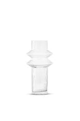 Marmoset Found Aswan Vase Small in clear ribbed glass, front view