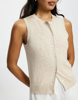 White by FTL Kyra Button Tank,Ivory