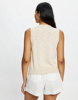White by FTL Kyra Button Tank,Ivory