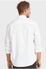 The Academy Brand Frank Poplin Shirt in white, worn by model, back view