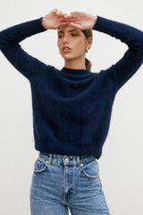 WORLD OF NOMADS Adele Cashmere Crew Neck Knit , Navy