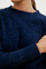 WORLD OF NOMADS Adele Cashmere Crew Neck Knit , Navy