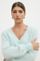 WORLD OF NOMADS Isabella V Neck Knit , Mint