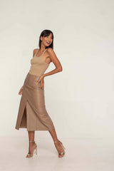 2ND SKIN Bronte Maxi Skirt - Sesame