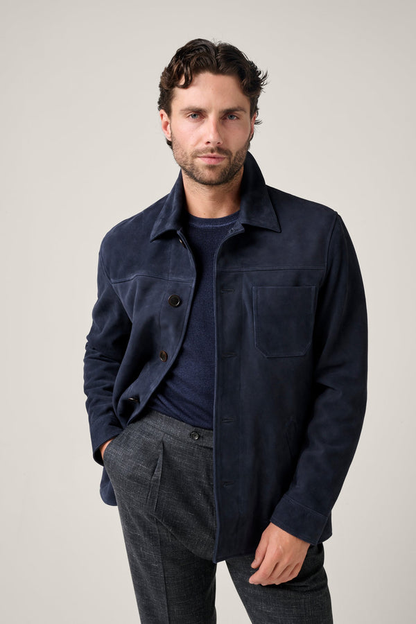 Christian Kimber, Fitzroy Chore Jacket, Navy Suede