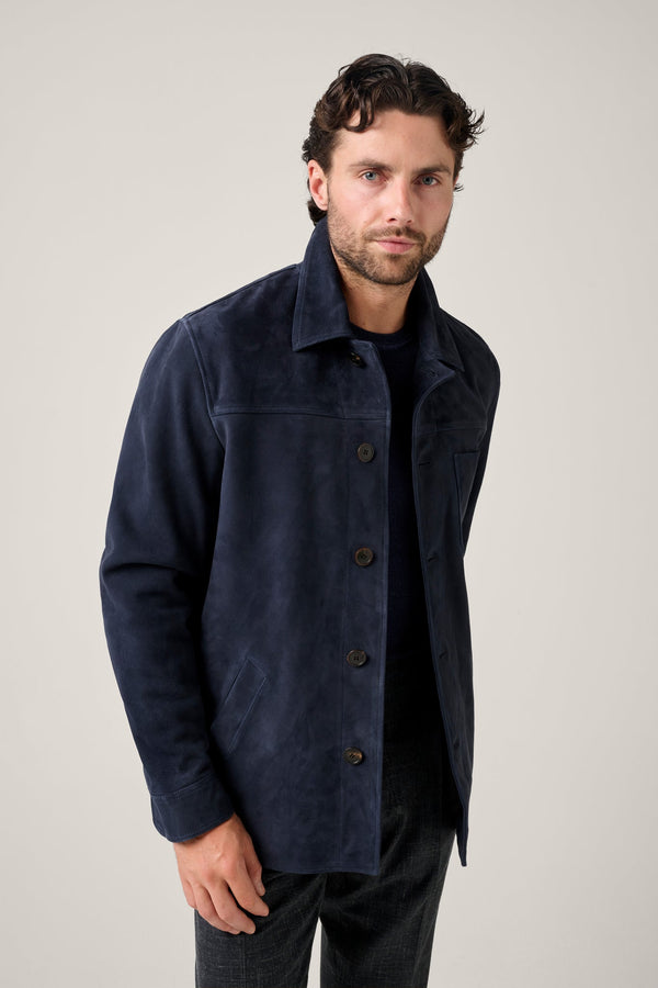 Christian Kimber, Fitzroy Chore Jacket, Navy Suede