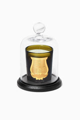 Trudon La Cloche glass dome over a classic candle on its black base