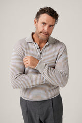 Christian Kimber Inverloch Ice Cotton Long Sleeved Polo - Sand