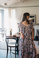 The Orma dress worn inside the Polperro dining room by the window