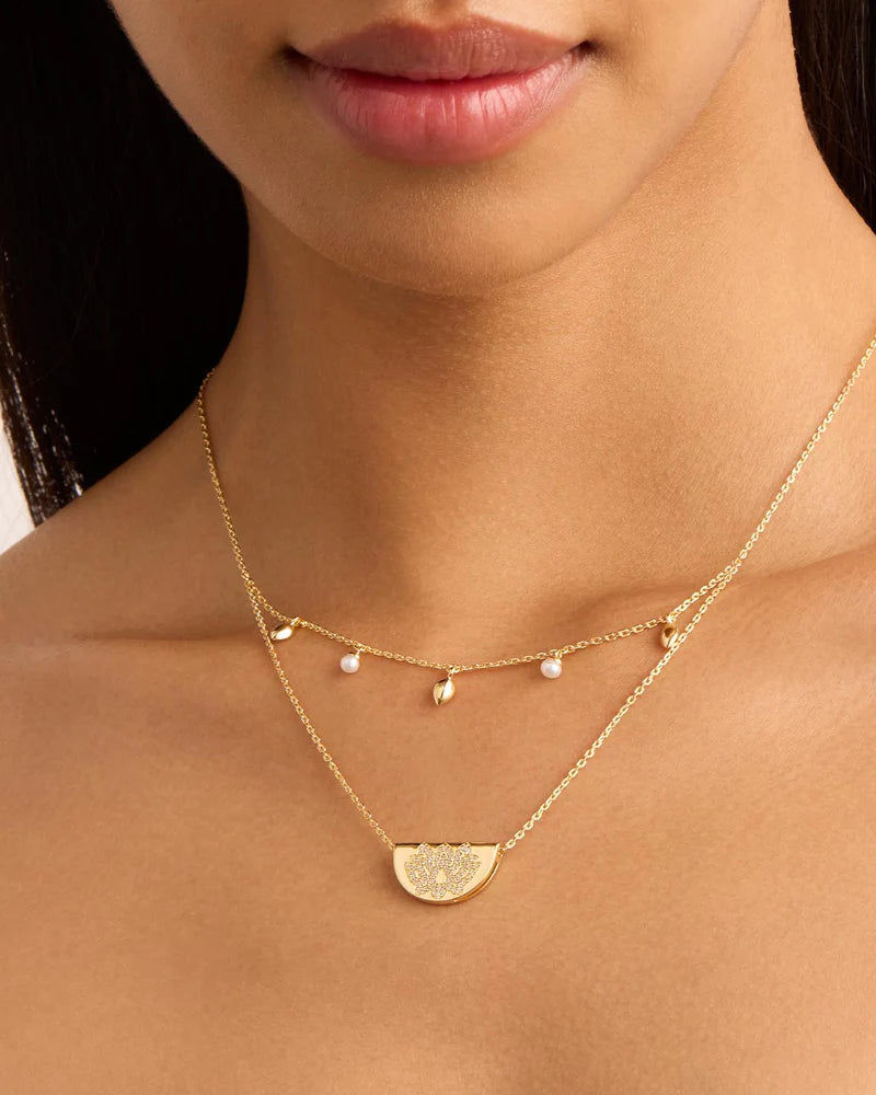by charlotte Live in Peace Lotus Necklace,18k Gold Vermeil