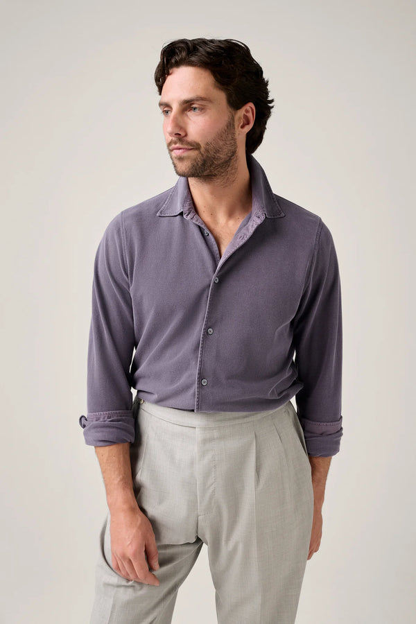 Christian Kimber Noosa Long Sleeved Pique Cotton Shirt - Plum
