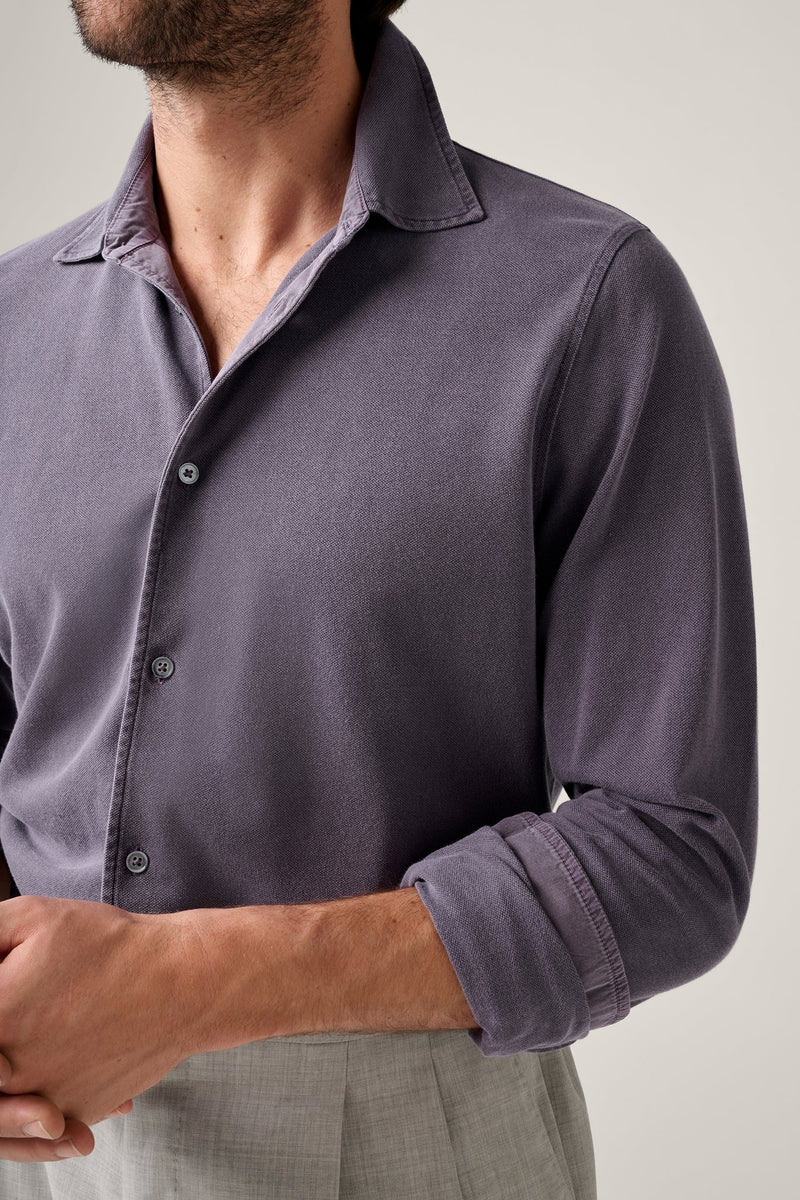 Christian Kimber Noosa Long Sleeved Pique Cotton Shirt - Plum