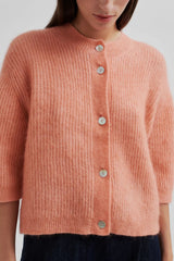 Second Female Andrea Knit Rib Cardigan,coral haze