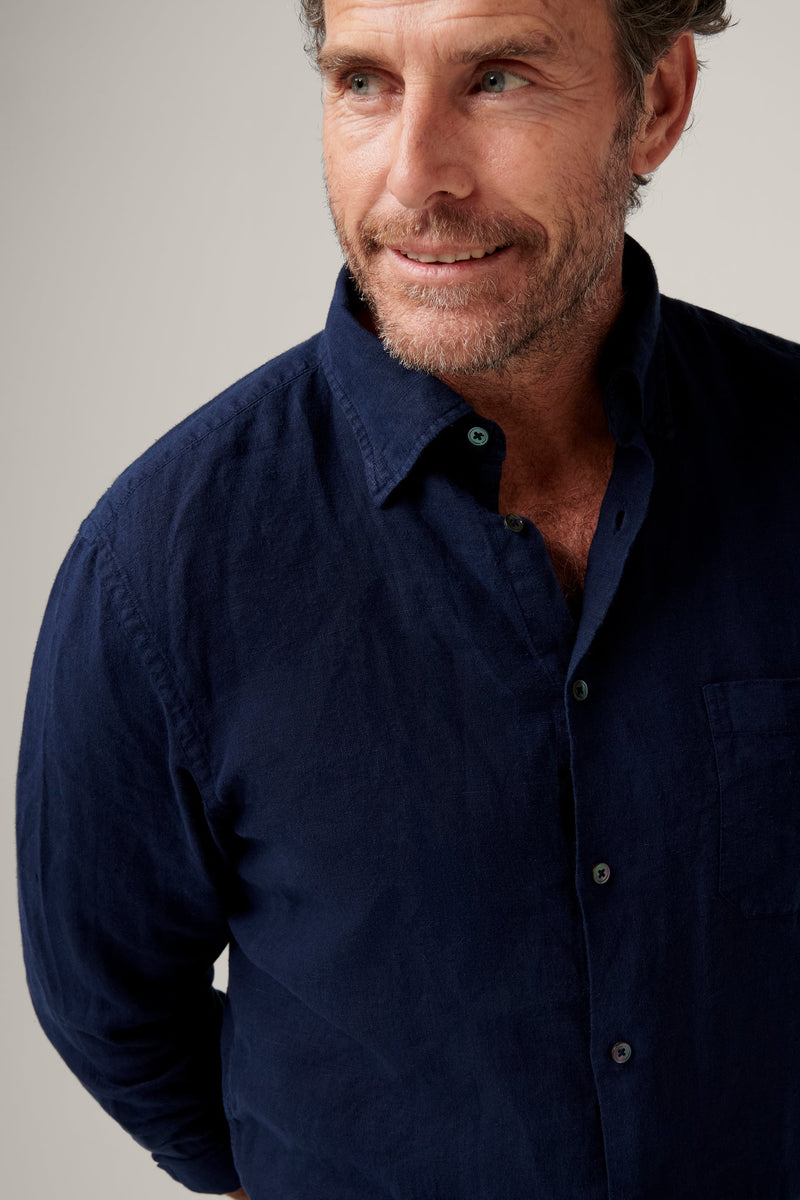 Christian Kimber Bronte Garment Dyed Linen Shirt,Blue