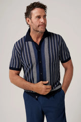 Christian Kimber Riviera Short-Sleeved Knit Polo, Marine Stripe
