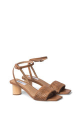 Zoe Kratzmann Stint Heel in canyon woven leather, pair view with round block heel