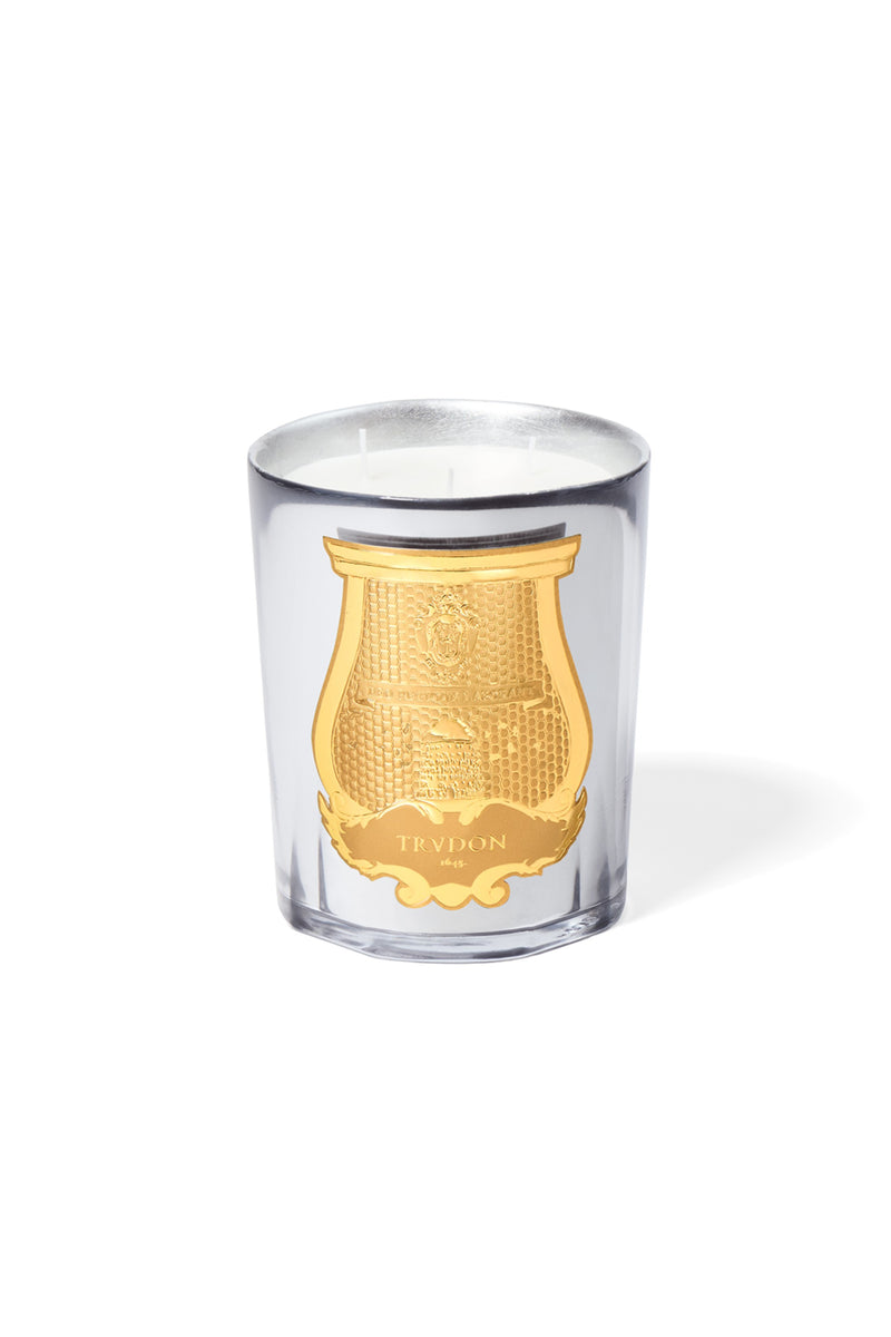 Trudon Cabinet des Miroirs Intermezzo Candle 800g in silver mirrored glass with the gold Trudon cartouche