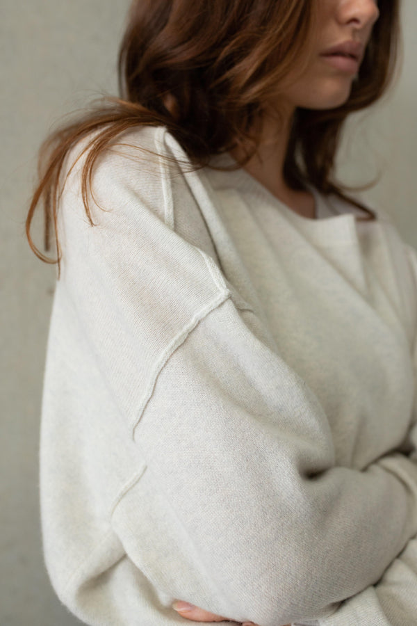Vaenn Madison Cashmere Crew Neck Drop Shoulder, Chiffon