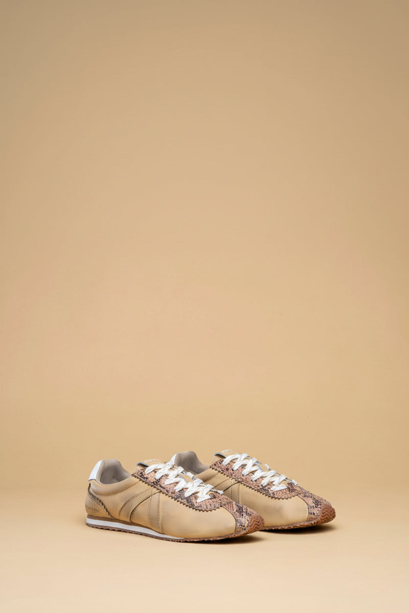 ASFVLT Sienna Sneaker in snake, tan snake effect upper, pair view