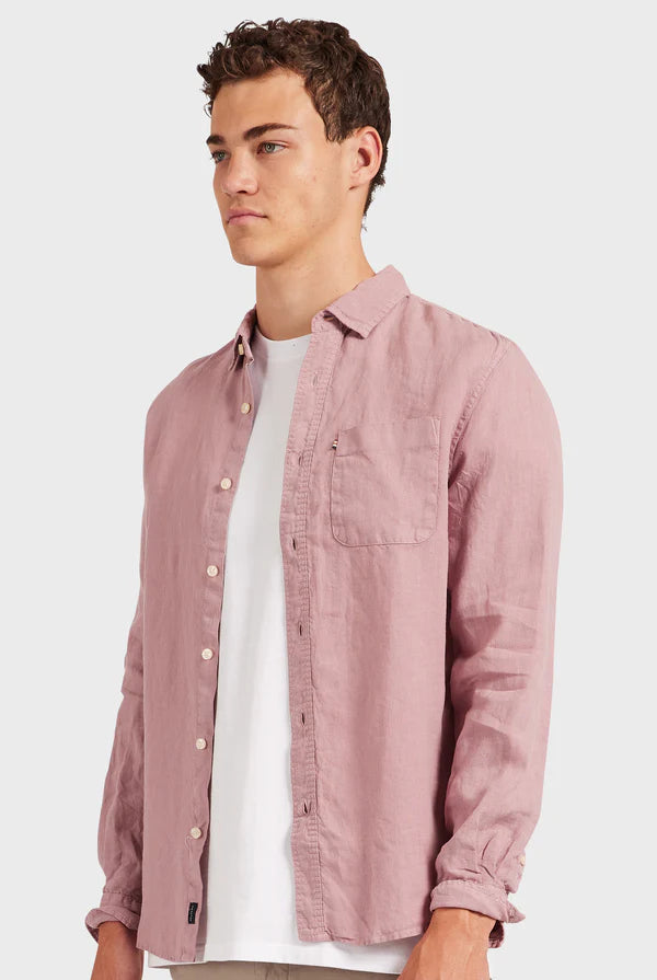 ACADEMY BRAND Hampton Linen Shirt, Iris Pink