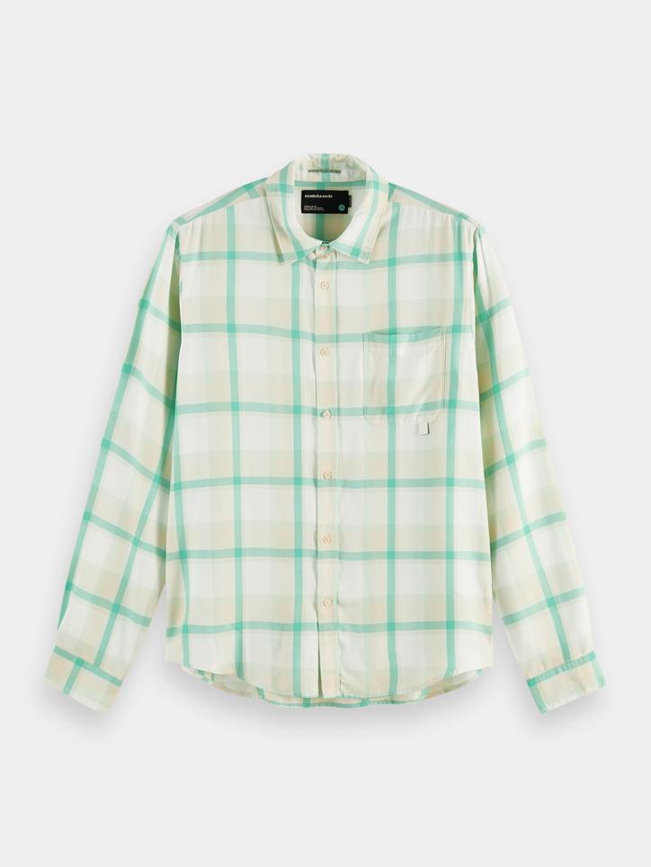 SCOTCH & SODA Relaxed Fit Tencel Check Shirt - Green