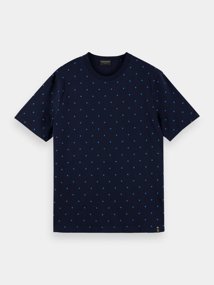 SCOTCH & SODA Classic Printed Cotton Jersey Crewneck TShirt - Navy