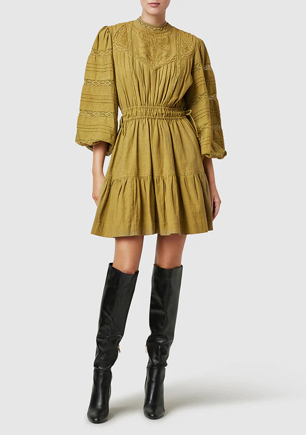 MOS THE LABEL Loom Mini Dress - Olive