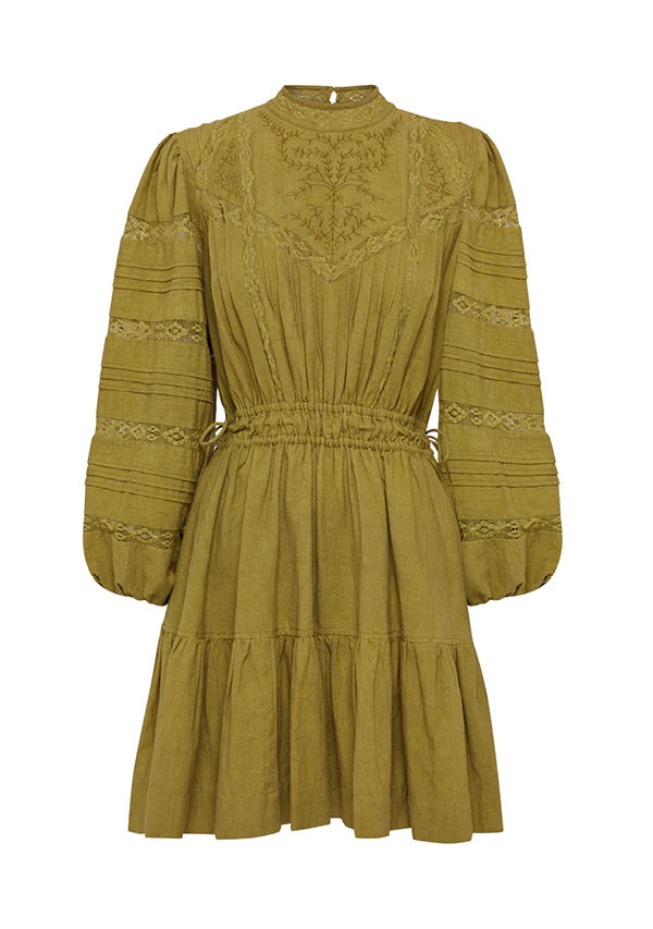 MOS THE LABEL Loom Mini Dress - Olive