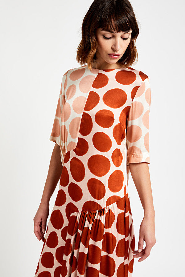 Ottod'Ame, Mid Dress with maxi polka dots, Argilla