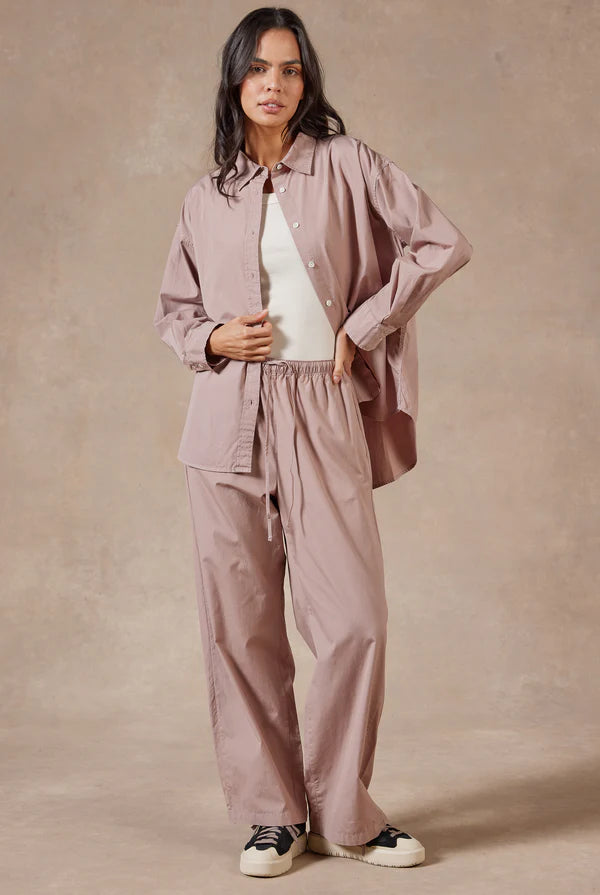 ACADEMY WOMENS Frankie Poplin Shirt, Rose Tan