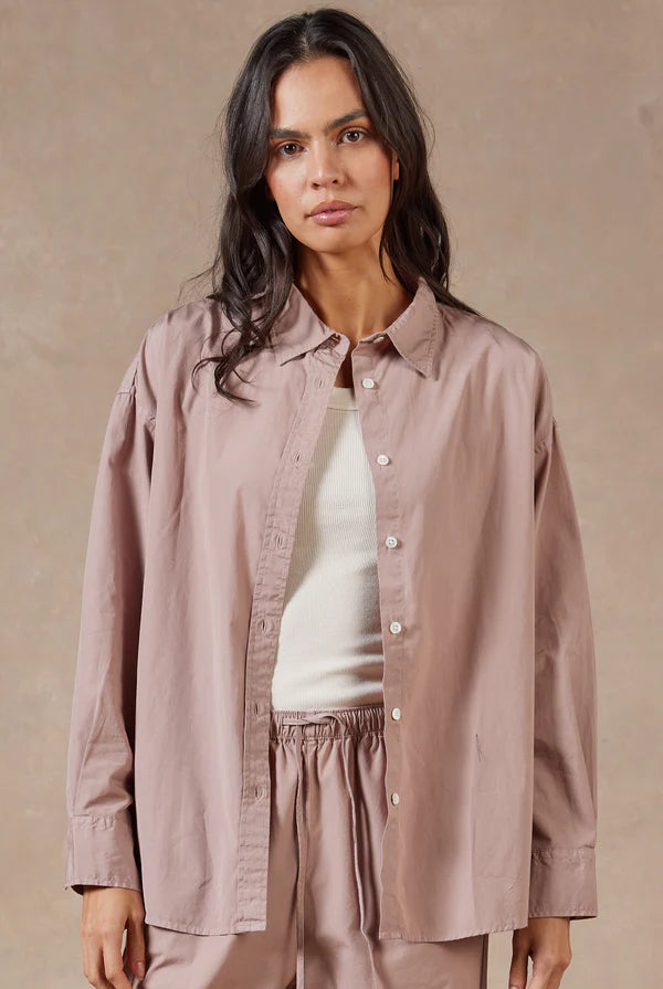 ACADEMY WOMENS Frankie Poplin Shirt, Rose Tan