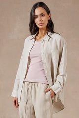 ACADEMY WOMENS Hampton Linen Shirt, Oatmeal