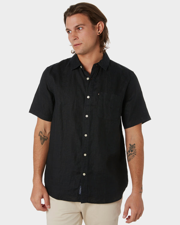ACADEMY BRAND Hampton Linen S/S Shirt - Black