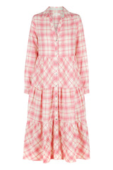 BANDE STUDIO Bamby Tiered Midi Shirt Dress - Rouge