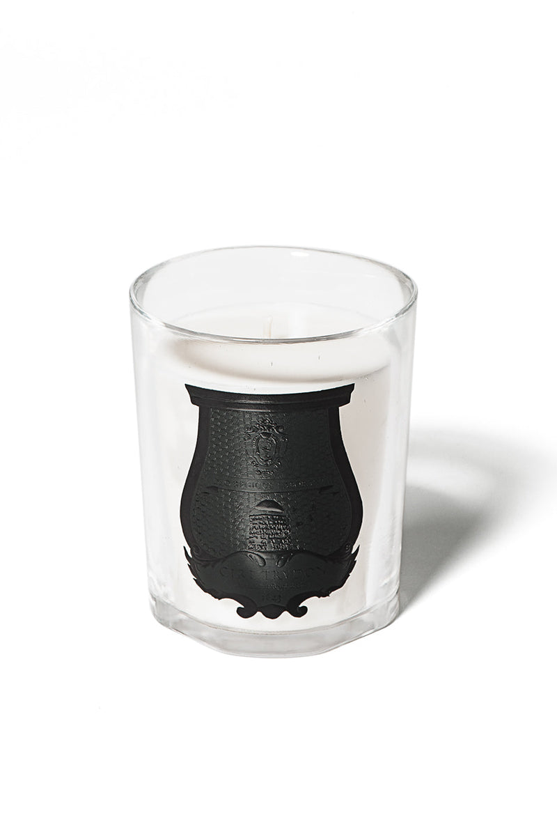 Trudon Rose Poivrée Classic Candle 270g, clear glass with black crest, front view