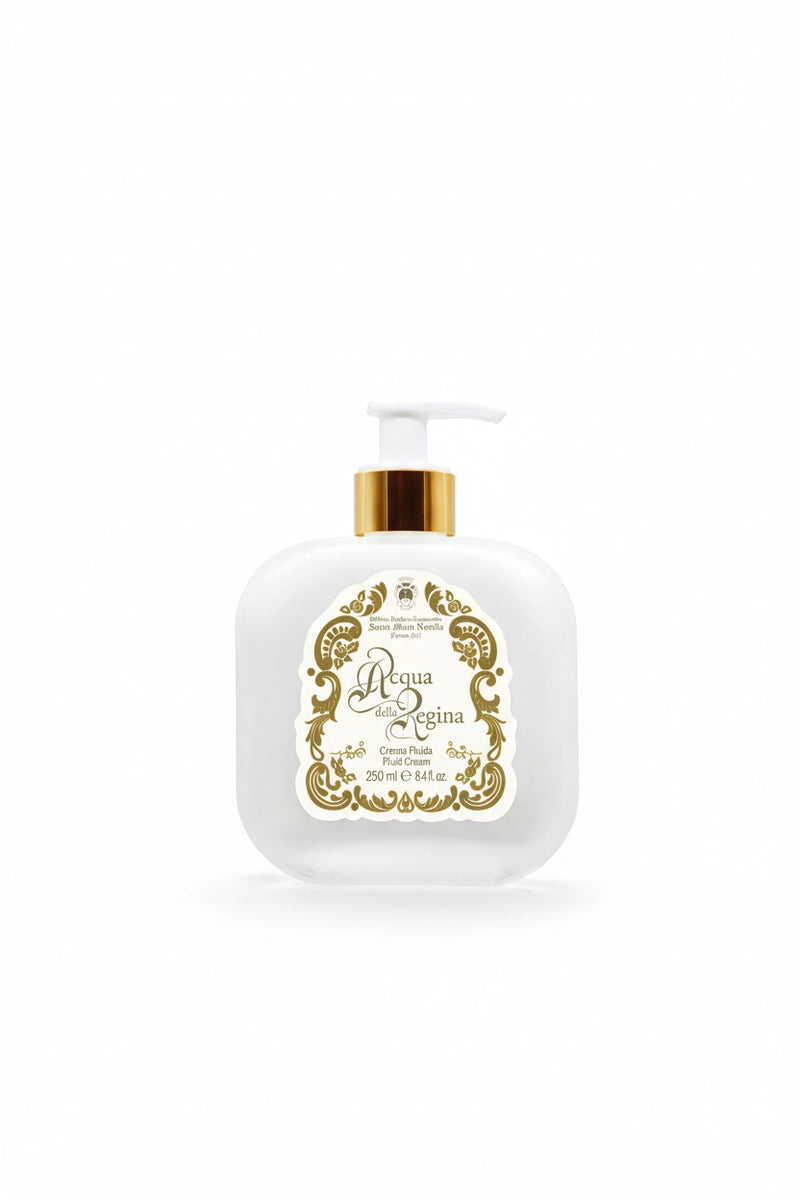 Santa Maria Novella Acqua della Regina Fluid Body Cream, pump bottle, studio shot