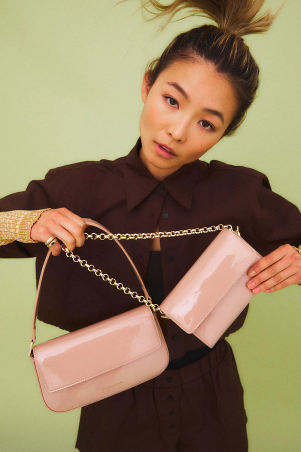 DYLAN KAIN The Juicy Patent Wallet - Fawn/Light Gold
