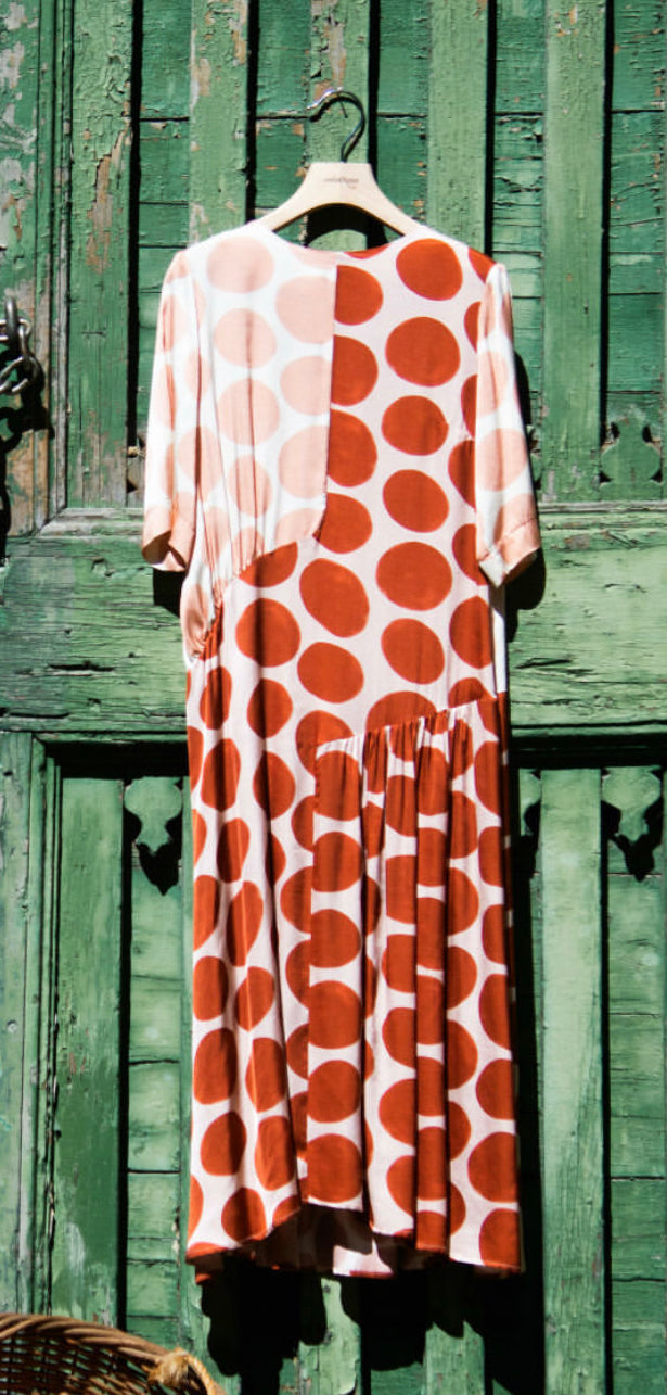 Ottod'Ame, Mid Dress with maxi polka dots - Argilla