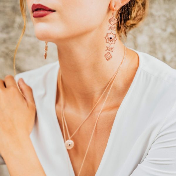 MURKANI, Andalusia Long Hanging Earrings - Rose Gold