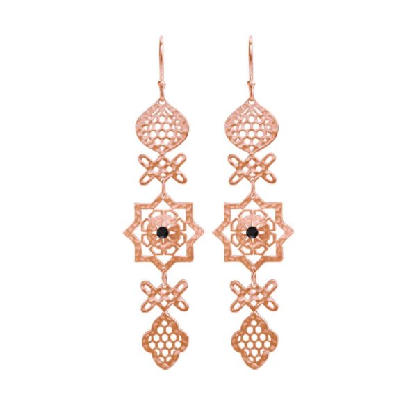 MURKANI, Andalusia Long Hanging Earrings - Rose Gold
