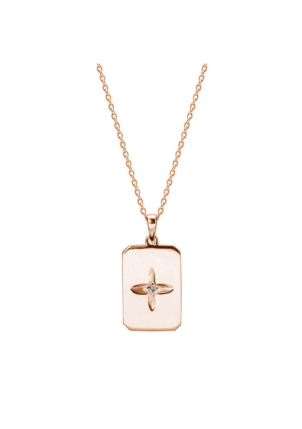 MURKANI - Desert Flower Rectangle Necklace , Rose Gold