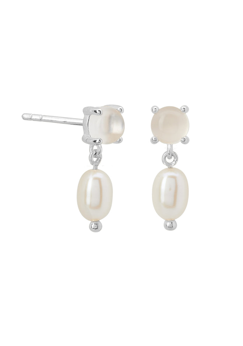 Murkani, Small Pearl Earrings, Sterling Silver