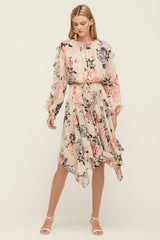 Lover Painterly Floral Midi Dress, Bone