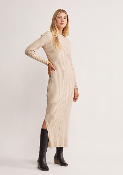 MOS THE LABEL Wistful Knit Midi Dress, Sand