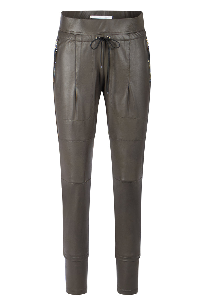 RAFFAELLO ROSSI Candy Leather Look Jersey Pant, Dark Olive – Amelie ...